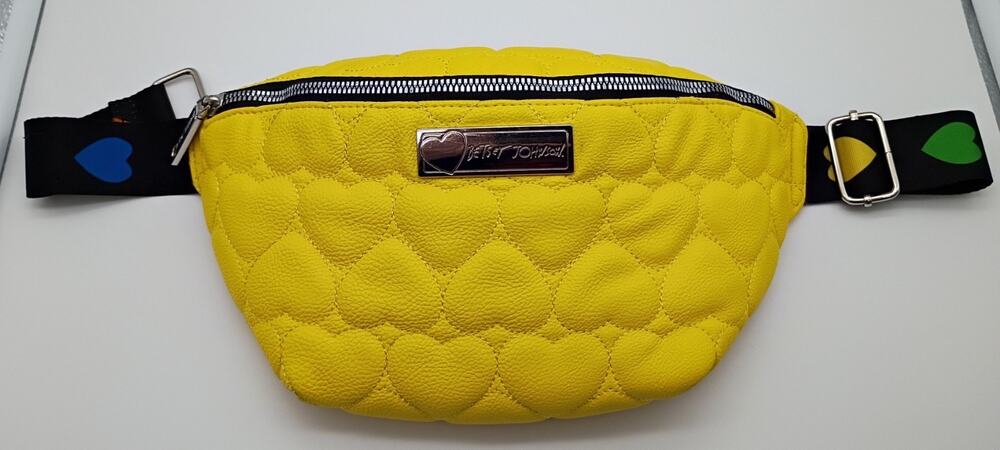 Betsey Johnson Quilted Lemon Drops Yellow Hearts Fanny Pack Y2K? RARE!!!